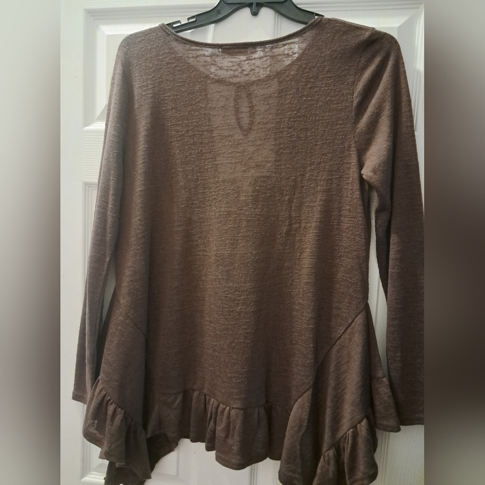 Entro Brown Long Sleeve Blouse - Picture 6 of 7